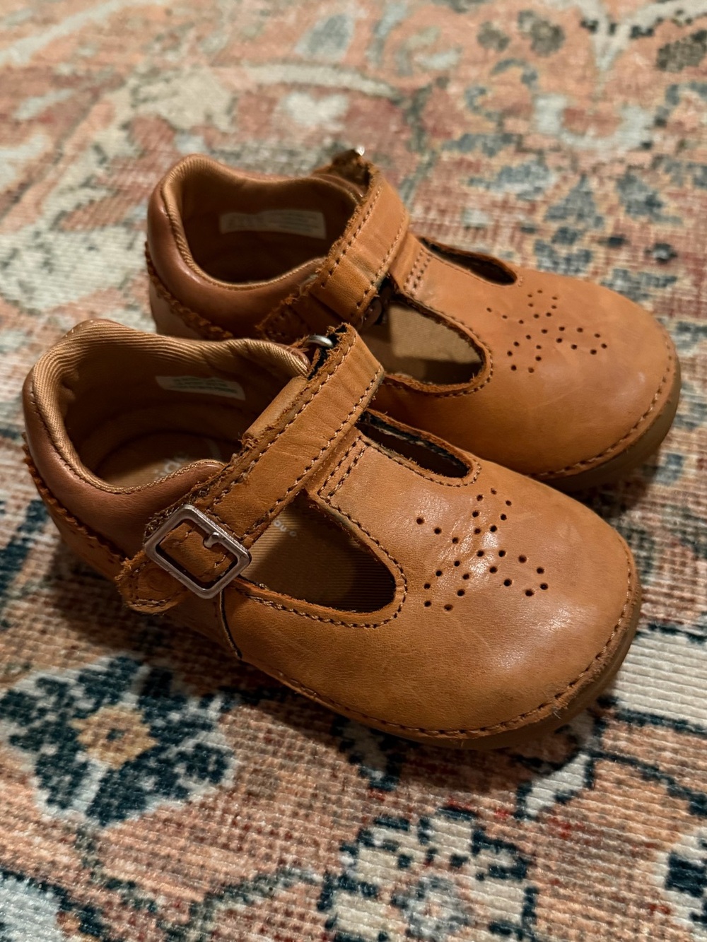 Toddler Stride Rite Mary Janes in Cognac